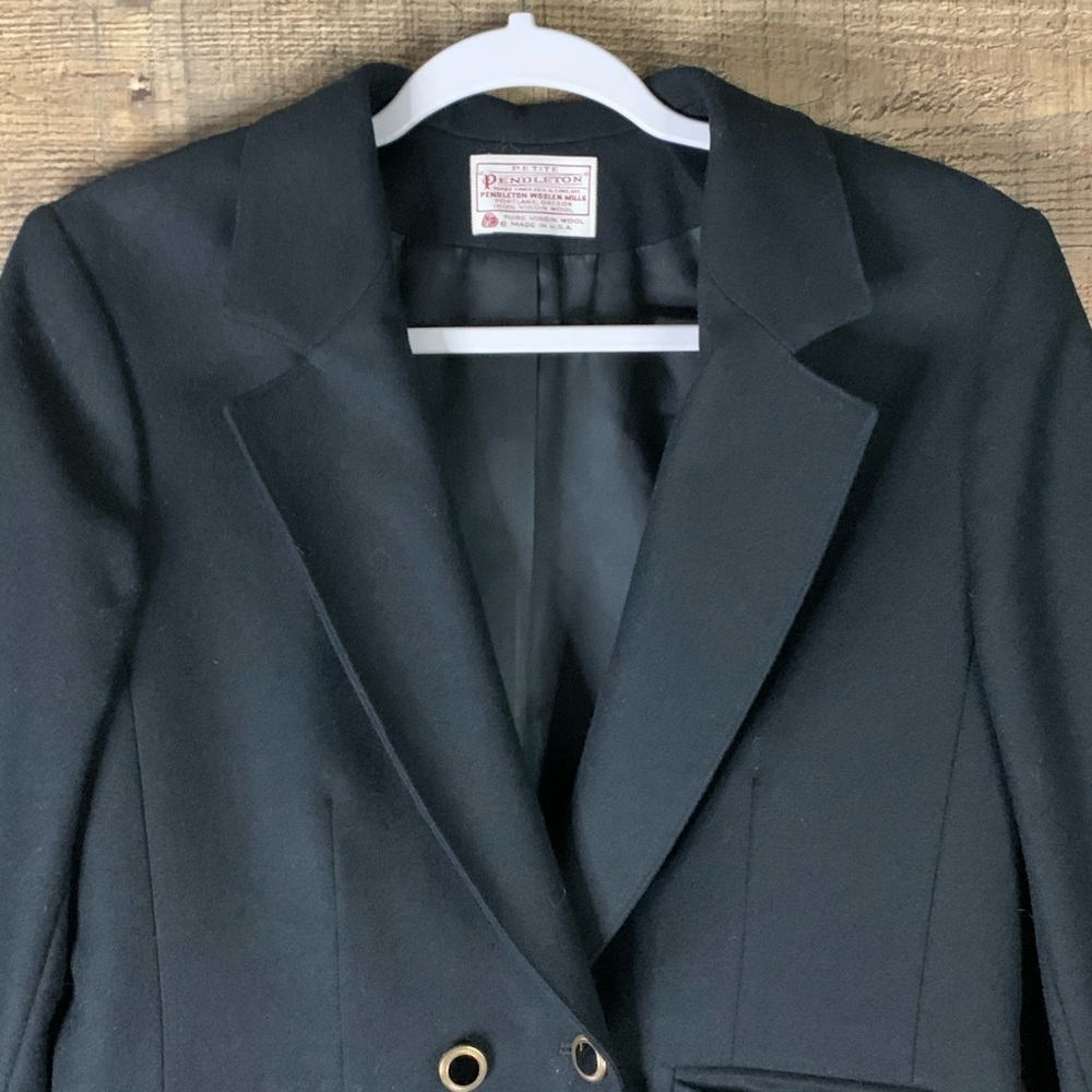 Pendleton Black Wool Crop Blazer Jacket Petite Me… - image 2